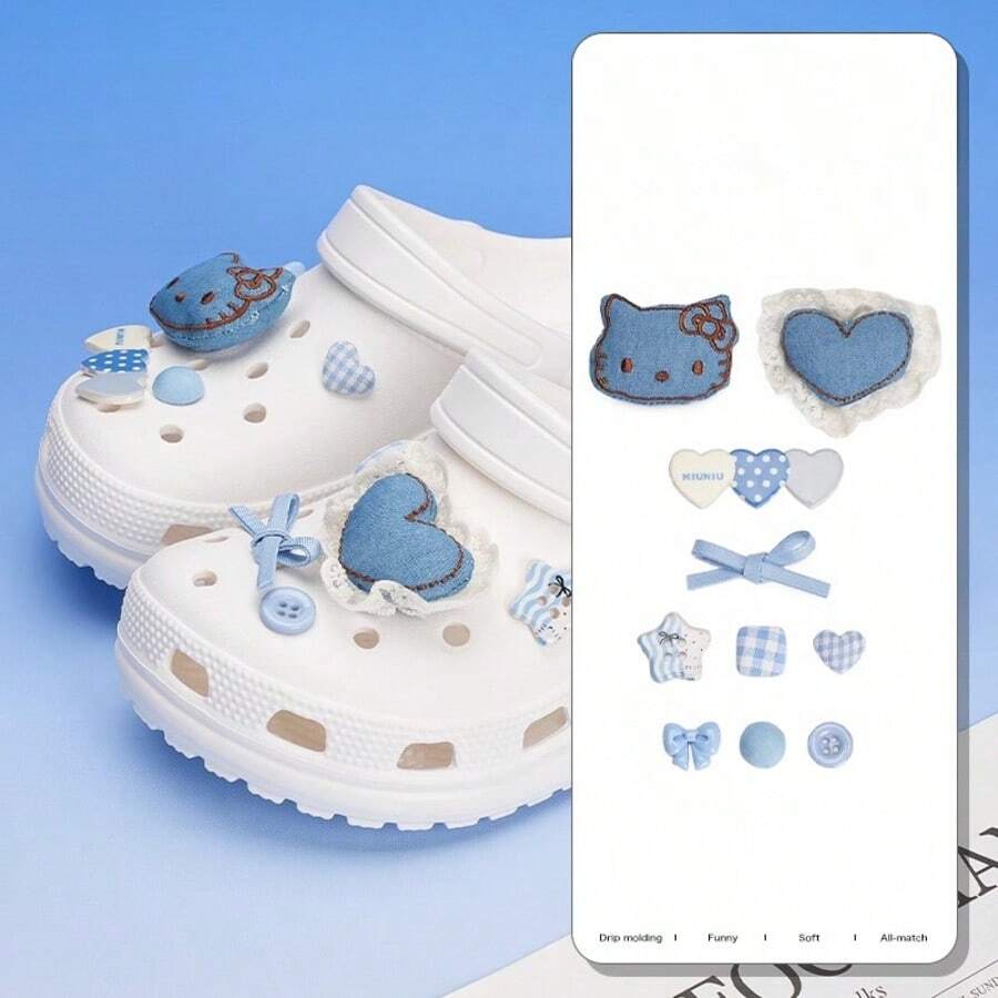 SANRIO 多款式/三麗鷗可愛卡通 Hello Kitty 閃亮鞋飾 (耐用高品質 PVC 材質)，適用於涼鞋、洞洞鞋、包包、手鍊 - 萬聖節、聖誕節、情人節、生日送給朋友的完美禮物 (混合套組隨機發貨)