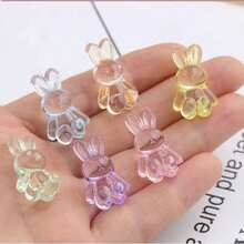 Manik-manik Akrilik Transparan Frost Bentuk Kelinci 20mm untuk Kerajinan Tangan - Manik Spacer Warna-warni dengan Lubang Horizontal, Bahan DIY Bentuk Kelinci, Bisa Digunakan untuk Membuat Gelang, Kalung, Gantungan Kunci (Kompatibel) - MultiWarna - View 5