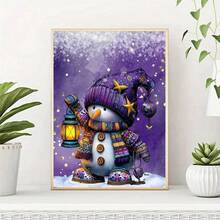 1PC | 5D DIY Diamond Painting | Christmas Snowman Pattern Diamond Painting Kit, Full Drill Mosaic Craft Set, High Definition Art Diamond Painting, Focus And Relax Through DIY, Suitable For Living Room, Bedroom, Office Wall Decor, Surprise Holiday Home Decor Gift For Family And Friends, Unframed - round diamond - View 2
