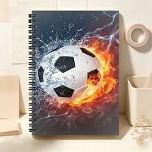 1pc A5 Spiral Notebook, Dynamic Soccer Splash Art Cover, Black Spiral 23-Hole Binding, 50 Sheets 100 Pages, Classroom Notes, Office Meeting Records, Portable Diary Notebook, Suitable For Professionals And Students - A5 lined - View 9