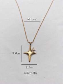 1pc Elegant Stainless Steel Gold Plated Star Pendant Necklace Unisex Daily Wear Couple Gift Holiday Present - Multicolor - View 9