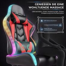 Devoko LED Gaming Chair With Massage, Computer Chair With Footrest And Massage Lumbar Cushion, Racing Gamer Chair Ergonomic With Adjustable Headrest, Office Chair Gaming Chair 130 Kg Load Capacity - Red - View 4