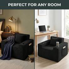 Modular 3-Seater Corduroy Sectional Sofa With Extra Large Chaise Lounge, Deep Seat Design, No Assembly Required, Ideal For Living Room & Bedroom - Black - View 11