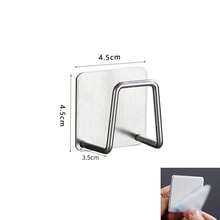 1pc Stainless Steel Sponge Holder, Self-Adhesive No-Drill Storage Rack, Kitchen Sink Organizer For Steel Wool And Scouring Pads - A - View 7