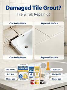 JAYSUING Kit de reparación de azulejos, sellador de lechada para el hogar, relleno de grietas para cerámica y mármol, pegamento AB, juego de reparación y sellado - A - Ver 1