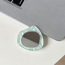 1pc Solid Color Phone Airbag Holder Shell Pattern Mirror Phone Stand Minimalist Makeup Mirror Stand Desktop Video Watching Support Stable Retractable Adhesive - Multicolor - View 7