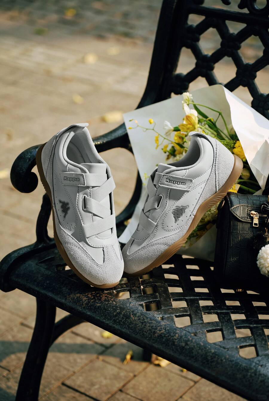 Giày thể thao nữ Kappa phong cách retro, quai dán, casual, nhẹ, cổ thấp, kiểu đi làm và tập luyện - Xanh băng giá - Xem 1