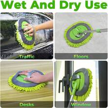 Car Wash Brush Kit With 43.3" Telescopic Handle, Car Washing Brush With Chenille Microfiber Mop Heads For Cleaning Truck, Caravan, Scratch Free - Car Wash Brush - View 5