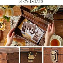 Hộp lưu trữ kỷ niệm ngày cưới bằng gỗ phong cách vintage cho cặp đôi mới cưới, có móc khóa kim loại retro, khắc chữ Mr & Mrs lãng mạn, dùng đựng ảnh cưới, thiệp mời, thư tay, kỷ vật, phù hợp làm quà cưới và sưu tập kỷ niệm gia đình - Nhiều màu - Xem 2