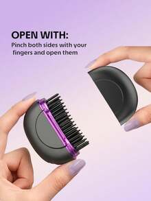 FIYIBAN 1pc Wireless Mini Hair Straightener Brush, Portable Rechargeable Dual Use Straightening & Curling, Fast Heating Anti-Scald, Travel Essential - Multi-color-mini - View 3