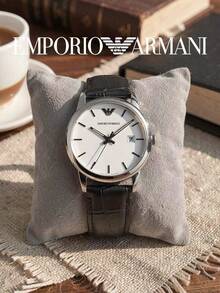 Emporio Armani AR1694 Classic Men's Quartz Watch, White Disc Black Belt Business Simple Men's Watch - White - View 10