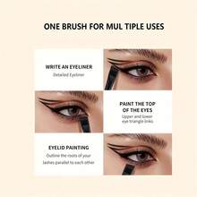 [5pcs Set]Blade Makeup Brush Set, Angled Flat Head Eyebrow & Eyeliner Brushes, Define Eyeliner Fill Eyebrows, Soft Bristles Without Powder Waste, Beginner Friendly Daily Makeup Tools - Black - View 5