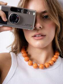 2/1 pieza Collar largo de cuentas ABS con nudo geométrico redondo estilo bohemio, joyería hecha a mano, adecuado como regalo para mujeres y uso diario, accesorio para mujer, perfecto para vacaciones en la playa, viajes diarios, accesorio de playa, accesorio de verano para mujer, joyería de verano, regalo de vuelta a la escuela, atuendo de otoño, invierno, conjunto de joyería para mujer, Navidad - Multicolor - Ver 6