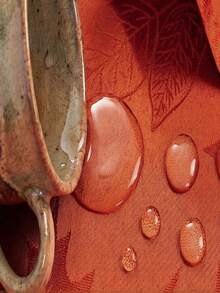 1pc Elegant Maple Leaf Pattern Jacquard Tablecloth, Water-Repellent Washable Polyester Fabric, Multiple Sizes Square Dining Table Cloth, Suitable For Various Decor, Gatherings, Outdoor, Parties Etc - Orange - View 5