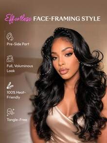 Wig Rambut Keriting Bervolume dengan Poni Samping InvisiBlend™ Belahan Samping V Pas Sesuai Ukuran untuk Sehari-hari Gelombang Blowout yang Mengembang dan Lentur Volume Instan Pemakaian Tanpa Lem yang Mudah Dipakai Ramah untuk Pemula Tali Serut 100% Rambut Manusia Wig Unice yang Mudah Diwarnai - SNatural - View 6