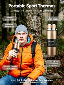 1pc 800/1000ml Large Capacity Portable Stainless Steel Vacuum Insulated Water Bottle, Fashionable Sports Style Multi-Color Cylindrical With Carrying Rope, Suitable For Outdoor Sports Warmth And Cold Protection, Ideal Gift For Anniversary And Holiday - Multicolor - View 6