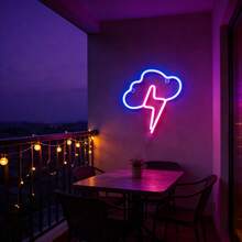 1pc LED Cloud & Lightning Neon Light Game Theme Scene Decor Wall Hanging Lamp Battery/USB Powered Romantic Fairy Light Holiday Party Children Birthday Gift Room Bedroom Decoration - Cloud Lightning Neon Sign - View 10