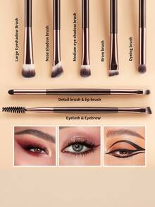 10pcs Dual-Ended Makeup Brush Set, Gradient Soft Bristles, Gentle And Skin-Friendly, No Prickling, Moderate Powder Pickup, No Flying Powder, Suitable For Home Daily Makeup, Beginner Makeup Practice Tools - Multicolor - View 8