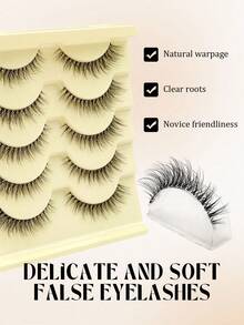 5 Pairs Angel Eyelashes Cat Eye Natural Faux Mink False Eyelashes - Transparent Stem Cartoon Eyelashes, Suitable For Cosplay - Reusable, Delicate, Daily, Big Eye Effect, Soft, Eyelash Extensions - Black - View 4