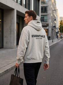 Fear Of God Essentials Core Hoodie Light Oatmeal, Oversized Soft Fleece Pullover, Unisex Streetwear, Daily Outing, Casual Hang‑Out, Weekend Gathering - LIGHT OATMEAL - View 5