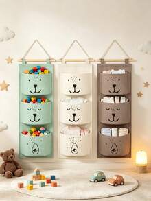 1/2pcs Cute Cartoon Design 3-Tier Hanging Storage Bag, Small Towels, Dolls, Small Items & Sundries Organizer, Baby Room Storage Decor Bag - Multicolor - View 1