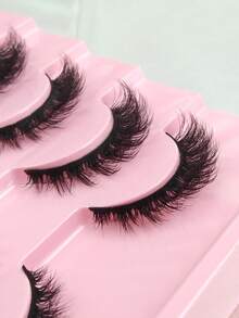 10 Pairs False Eyelashes Natural Full Strip Black Band Lashes Fluffy Short Eyelash Cross Wispy Faux Mink Lashes For Daily And Party Makeup Long-Lasting And Looking Eyelash Extensions Strip Lashes,Lashes,Eyelashes,Fake Lashes - Black - View 3