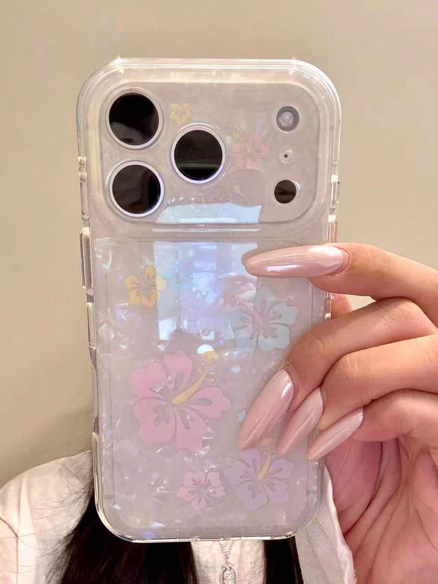 Super Fairy Shell Pattern Colorful Hibiscus Flower Phone Case Compatible With Iphone 17 Pro Max, New 17, 16, 15, 16 Pro, Full Coverage Anti-Drop, Women's Style, Very Beautiful - Multicolor - View 1
