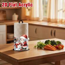 1pc Kitchen Paper Towel Holder Santa Claus & Snowman Pattern Home Desktop Restaurant Creative Decorative Storage Rack Multi-Function Fits Standard Paper Towel Rolls Plastic Paper Towel Holder Without Paper Towels - Multicolor - View 6