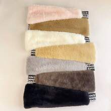 1pc 2026 Autumn/Winter New Plush Headband Faux Rabbit Fur Wide Edge Windproof Outdoor Forehead Warmer Elastic Hair Tie Solid Color Casual Polyester Fiber Anti-Cold Headband - As Shown In the Picture - View 4