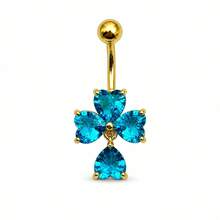 1pc Copper Zirconia Heart Pendant Flower Belly Ring Suitable For Daily Wear - Heart-shaped Flower - View 6