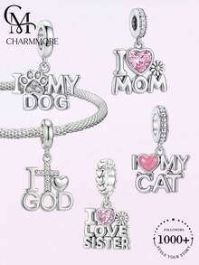 1pc Fashion "I Love My Dog" Pendant, Suitable For Women's Bracelet, Bangle DIY Jewelry Making And Daily Matching Decoration - Beads 1 - View 1
