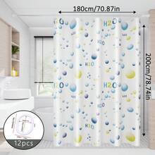 1pc Water Molecule Pattern Shower Curtain, Bathroom Dry/Wet Separation Partition Curtain, Suitable For Home, Hotel, School Dorm, Comes With Hanging Rings - Multicolor - View 12