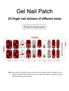 Christmas Semi Cured Gel Nail Strips, 20Pcs Long Lasting Salon Quality Wraps, Easy Apply & Remove Gel Nail Stickers With UV Light - Multicolor - View 4