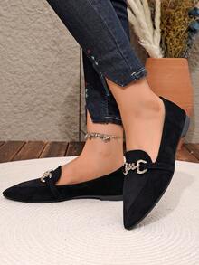 Women's Daily Versatile Fashion Flat Shoes - Black - View 10