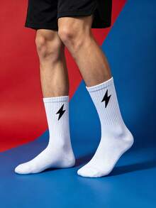 1/5/10/20 Pairs Men's Casual Socks, Simple Design Mid-Calf Socks, Comfortable Soft Versatile - Multicolor - View 5