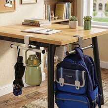 Clip‑On Adjustable Hanging Rod, No‑Drill Desktop Side Hanger, Multi‑Functional Storage Rack For Home, Office, Dorm, Kitchen And Bathroom, Space‑Saving Organizer For Clothes, Towels, Bags, Hats And Scarves - View 7