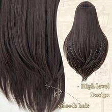 HEYPINK Long Wavy U Part Half Wig Synthetic Clip‑In Hair Extensions Ombre Balayage 7 Shades Soft Curly Half‑Head Wig Easy To Wear For Daily Cosplay Party - Black Brown - View 7