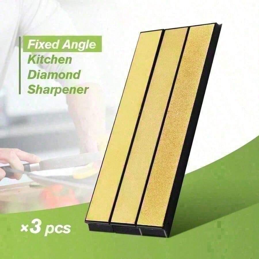 DMD 3PCS Diamond Whetstone Kitchen Knife Sharpener Fixed Angle Sharpening Stones Whetstone For Kitchen Knife Tools - Gold - View 1