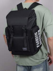 Ransel Kapasitas Besar Pria, Tas Daypack Laptop untuk Perjalanan, Tas Sekolah Kuliah Tahan Air dengan Desain Banyak Kantong - Hitam - View 4