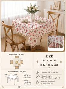 1 pc Taplak Meja Renda Rumbai Motif Kepingan Salju Natal Merah Musim Dingin, Cetak Satu Sisi Bahan Poliester Katun, Dekorasi Rumah Suasana Festival Natal Musim Dingin Persegi Panjang, Kotak, Bulat untuk Meja Makan, Cocok untuk Berbagai Acara termasuk Aktivitas Keluarga Harian, Pesta Ulang Tahun, Pertemuan Hari Raya, Dekorasi Meja Restoran - MultiWarna - View 12
