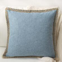 1pc (Pillow Insert Not Included) Linen-Like Rope Trimmed Throw Pillow Cover, Suitable For Living Room, Bedroom, Dining Room, Patio, Wedding Decor, Home Use, 4 Seasons - Blue - View 2