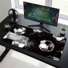 Black Background Football Pattern Gaming Mouse Pad, Non-Slip Rubber Desk Mat, Smooth Gliding Surface, Suitable For PC Laptop Office Home, Sports Abstract Art Decor, Back To School Supplies - A - View 5