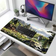 Landscape Nature Pattern Extra Long Gaming Mouse Pad And Desk Mat Set, Non-Slip Durable Rubber Base, Smooth Surface, Suitable For Computer Laptop Office Home, Abstract Art Decoration, Back To School Supplies - A - View 12