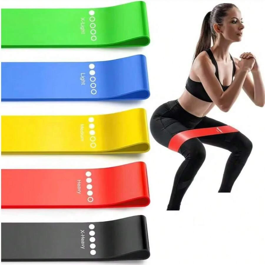 1/5pcs TPE Elastic Bands, Thickened Yoga Resistance Bands, Rubber Strength Training Butt Lift Loops - Multicolor - View 1