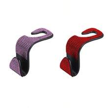 4/2/1pcs Car Seat Headrest Hooks Shiny Crystal Headrest Hook, Car Rear Seat Hook Back Row Hook For Wallet Handbag Clothing Grocery Bag Red - A - View 26