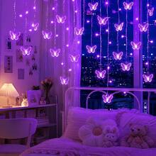1PC LED Butterfly Curtain Light, Fairy Decoration Light, Suitable For Christmas, Bedroom, Living Room, Windows, Walls, 8 Lighting Modes, USB Power Supply, Romantic Atmosphere Decoration Light, Used For Indoor Home Decoration, Birthday Celebration - Butterfly Curtain Light - View 6