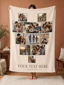 Custom Photo Collage Blanket, Custom Image Blanket, Picture Blanket, Text Blanket, Family Blanket, Personalized Christmas Gift - Multicolor - View 4
