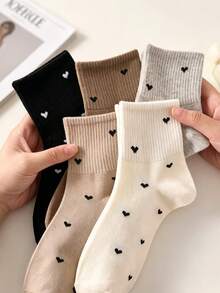 5 Pairs Women's Heart Pattern Fashion Short Socks, All Season Daily Unisex Socks - Multicolor - View 2