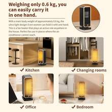 SOKANY Portable 500w Small-Size Electric Ceramic Heater For Indoor Use, Inclined Power-Off, Overheating Protection, Personal Office Heater For Studio, Room Or Garage - Black - View 5