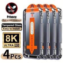 CASECOPS 4pcs/Pack Pelindung Layar Kaca Tempered Privasi, Mendukung Buka Kunci Cepat Face ID, Termasuk Alat Pembersih Debu Otomatis dan Alat Penyelarasan Otomatis, Kompatibel dengan Seri 18 Pro/18 Pro Max/17/16/15/14/13/12/11/XR/XS Max, Kaca Tempered Privasi 25°, Perlindungan Layar Penuh, Anti Sidik Jari, Anti Jatuh, Anti Gores, Bebas Gelembung, Aksesori Ponsel Berkualitas Tinggi - 4 buah - View 9